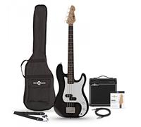 LA Short Scale Bass Guitar Black 15W Bass Amp Pack