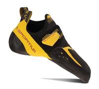 La Sportiva Men's Solution Comp Rock Climbing Shoes, Black/Yellow | Performance Climber, Soft & Sensitive Slipper, Extra Toe Rubber, Precise Fit, 1 Strap Hook & Loop