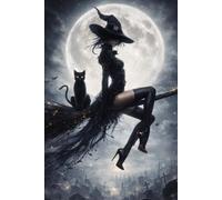 La Strega della Luna Nera - Quaderno a Righe: 100 Pagine per Scrivere, Annotare e Sognare tra Cimiteri, Gatti Neri e Magia Oscura