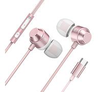 LA TALUS Type-C Wired Earbuds in Ear Headphones with Built-in Mic & Volume Control, Earbuds Wired Stereo Universal Earphones in-Ear Headphones Bass Earbuds Rose Gold