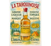 La Tarquinoise Liqueur Retro Artwork Print - La Tarquinoise Liqueur Poster A4 Retro Wall Art Featuring Classic French Advertising Design for Bar Kitchen Cafe or Vintage Decor