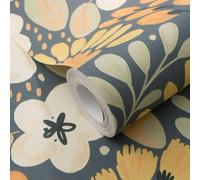 La Terrasse Jardin Orange Yellow Flower Wallpaper Paste The Wall Vinyl Erismann