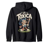 La Toxica Retro Cartoon Style Funny Latina Vibes Baseball Zip Hoodie