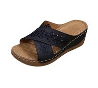 La Trainer Women's Shoes, Women's Sandals, Retro Hollow Strap, Thick Sole, Wedge Sandals for Outdoor Clothing, Beach Holiday, Comfortable, Lightweight Leisure Slippers, Hub Shoes, Women's 36, blue, 5