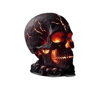 La va Stone Skull Lamp for Halloween Decoration, Spooky LED Desk Skull Figurine Table Lamps Halloween Gothic Decor for Home, Party