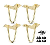La Vane 10 inch Hairpin Table Legs, Heavy Duty Mid-Century Modern, 4-Pack | Cold Rolled Steel, Rustproof , Pre-drilled holes & screws,Protects Floor in asy DIY for Coffee Table Cabinet Nightstand