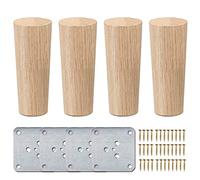La Vane 12 inch / 30cm Wooden Furniture Legs, Set of 4 Solid Wood Cone Shaped Furniture Replacement Feet with Mounting Plate & Screws for Sofa TV Cabinet Bed Dining Table