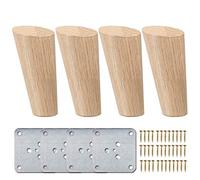 La Vane 12 inch / 30cm Wooden Furniture Legs, Set of 4 Solid Wood Oblique Tapered Furniture Replacement Feet with Mounting Plate & Screws for Sofa TV Cabinet Bed Dining Table