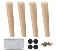 La Vane 14 inch / 35cm Wooden Furniture Legs, Set of 4 Solid Wood Oblique Tapered Furniture Replacement Feet with Mounting Plate & Screws for Sofa TV Cabinet Bed Dining Table