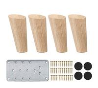 La Vane 4 inch Solid Wood Oblique Tapered Furniture Legs with Plate,4PCS