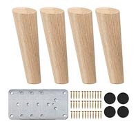 La Vane 7 inch Solid Wood Oblique Tapered Furniture Legs with Plate,4PCS