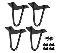 La Vane 8 inch Hairpin Table Legs, Heavy Duty Mid-Century Modern, 4-Pack | Cold Rolled Steel, Rustproof , Pre-drilled holes & screws,Protects Floor in asy DIY for Coffee Table Cabinet Nightstand