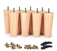LA VANE 8 Pack Furniture Legs 20cm Tapered Solid Wood Furniture Legs with Bolt Pre Drilled Mounting Plate and Screws for Sofa Cabinet Ottoman