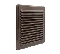 La Ventilazione AMR200M Rectangular Plastic Ventilation Grille with Insect net and Feathers, Brown, 204x230 mm