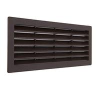 La Ventilazione P25R2510M Ventilation Grille Rectangular Brown Plastic Recessed with Insect Protection Mesh. Dimensions 254 x 108 mm