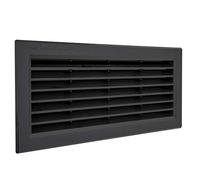 La Ventilazione P31R13N Rectangular Ventilation Grille in Black Plastic for Installation with Insect net. Dimensions: 315 x 136 mm, 315x136 mm