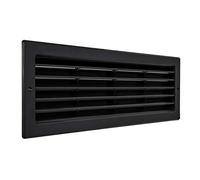 La Ventilazione PR3713N Rectangular Black Plastic Recessed Grid with Insect Netting. Dimensions 370 x 130 mm, Black