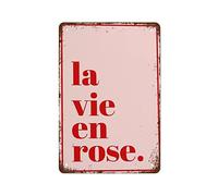 La Vie En Rose French Quote Print Words Wall Pink Red Style Best Vintage Fun Home Decor Tin Signs Metal Perfect For Bar Posters 8x12 Inch