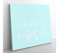 La Vie En Rose V2 Modern Typography Quote Canvas Wall Art Print Ready to Hang, Framed Picture for Living Room Bedroom Home Office Décor, 50x50 cm (20x20 Inch)