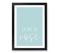 La Vie En Rose V2 Typography Framed Print | A2 Black Framed Wall Art | Ready to Hang | Modern Floral Picture | Living Room Bedroom Lounge Office
