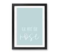 La Vie En Rose V2 Typography Quote Framed Print | A2 Black Framed Wall Art | Ready to Hang | Modern Floral Picture | Living Room Bedroom Lounge Office