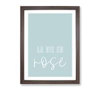 La Vie En Rose V2 Typography Quote Framed Print | A2 Walnut Framed Wall Art | Ready to Hang | Modern Floral Picture | Living Room Bedroom Lounge Office