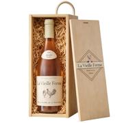 La Vieille Ferme Personalised Rosé Wine Gift Set 75cl 12.5% ABV in Personalised Wooden Box - French Pink Wine Gift for Women Birthday Mothers Day Graduation UK
