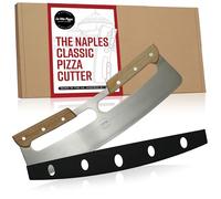 La Vita Pizza - The Naples Classic Pizza Cutter | Wooden Handled Rocker Pizza Cutter with 13" Stainless Steel Blade & Safety Cover for Effortless Slicing, Italian Inspired Pizza Accessories