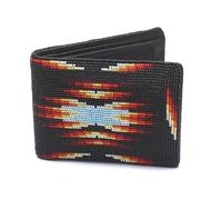 La Vivia Handmade Beaded Leather Wallet,Native American Style Beaded Wallet,Credit Card Wallet for Men's., Black,Orange,Yellow, American Beaded Wallet
