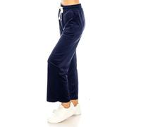 LA12ST Women's Elastic Waist Velour Loose Wide Leg Pants Long Palazzo Casual Flare Jogger with Pockets, Navy, S