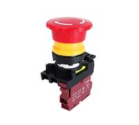 LA36M Emergency Stop Button Switch 22mm E-Stop Plastic Mushroom Push Button Switches On Off with Red LED Light 220v 12v 24v(Without Light,2NC_ACDC12-24V)