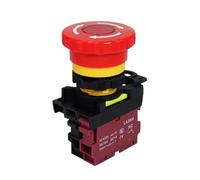 LA36M Emergency Stop Button Switch 22mm E-Stop Plastic Mushroom Push Button Switches On Off with Red LED Light 220v 12v 24v(With red light,2NC_ACDC12-24V)