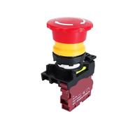 LA36M Emergency Stop Button Switch 22mm E-Stop Plastic Mushroom Push Button Switches On Off With Red LED Light 220v 12v 24v(Without Light,1NC,ACDC12-24v)