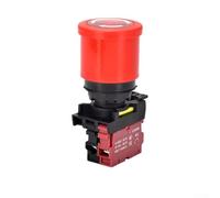 LA36M Exigent Stop Button Switch 22mm Mushroom Head Self-Locking E-Stop with Red LED Modular Design Flame Retardant Plastic For Industrial Control Panels 12V-24V AC DC 1NO 1NC Easy(B)