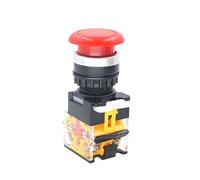 LA38-11M/MS 22mm 1No 1NC Industrial Mushroom Head Push Button Switch, Latching Momentary, 10A 660VAC With Red Green Yellow(Bass 1NO 1NC,Self-locking)