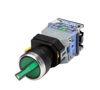 LA38-11XD/2 Rotary Push Button Switch with LED Lamp, 22mm 2-Position & 3-Position Latching, 10A 440V, Multiple Colors Optional for Control Panels(Green,3 POSITION_2NO_24 V)