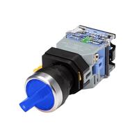 LA38-11XD/2 Rotary Push Button Switch with LED Lamp, 22mm 2-Position & 3-Position Latching, 10A 440V, Multiple Colors Optional for Control Panels(Blue,3 POSITION_2NC_6 V)