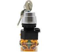 LA38-11Y/2 LA38-20Y/3 22mm Knob Selector Rotary Lock Key Switch 2 3 Position 1NO1NC 2NO with 2 Keys Latching Push Button Switch(2 Position)
