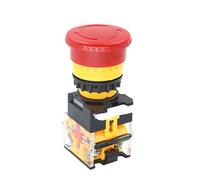 LA38-11ZS 22mm Mushroom Head Emergency Stop Button, Self-Locking Switch 10A 1NO 1NC Contacts For Industrial Machinery Safety(Green 1NO 1NC)