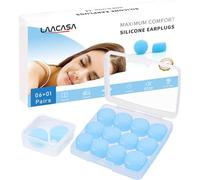 LAACASA Ear Plugs for Sleeping 7 Reusable Silicone Pairs Noise Cancelling Waterproof Moldable Soft Earplugs for Sleep Travel Study Swimming with Travel Case
