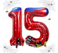 laackys 40 inch spider theme number foil balloons, children's party balloon supplies with classic numbers 1 to 9, birthday decoration supplies,number large balloons for spider theme parties (15)