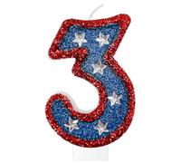 laackys red and Blue Sequined Number Candles American Flag Birthday Number Candles Suitable for Independence Day and Captain America Party Supplies (3)