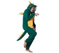 Laahoem Animal Dragon Pajamas Unisex Adult Hooded Men Women Jumpsuit Costume Cosplay Sleepwear Dark Green XL