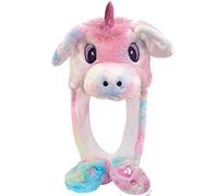 Laahoem Movable Ear Cartoon Hat Ladies Cute Funny Plush Hat Cap Animal Cosplay Birthday Party Gift Colorful