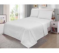 Laam Linen 100 PercentEgyptian Cotton Flat Sheet 200 Thread Count Hotel Quality Soft & Crisp Cotton Caravan Campervan Bed Flat Sheet (White, Single) (L/1020)