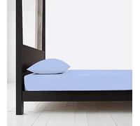 Laam Linen Bunk Bed Fitted Sheet 100% Cotton 200 Thread Count 2ft 6'' (76cmX190cm) Hotel Quality Bedding Set (Sky Blue, Small Single Bed)