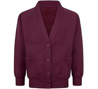 Laam linen Cardigan for School Uniform Long Sleeve Girls Children Unisex Fleece Schoolwear Button Front Closure (Maroon/Wine/Burgundy, 5-6 Years)