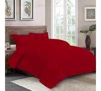 Laam linen Duvet Cover Bedding Set 300 Thread Count Egyptian Cotton Duvet Set with Pillow Cases Pair. 100% Cotton Hotel Quality Smooth & Plain Bedding Duvet Quilt Cover Sets (Red, Single)