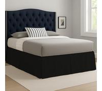 Laam linen Easy Care Plain Dyed Polycotton Pleated Base Valance Sheet Hotel Quality Bedding Sets (Black, Single)