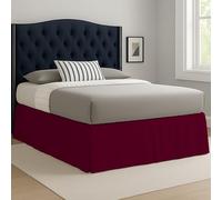 Laam linen Easy Care Plain Dyed Polycotton Pleated Base Valance Sheet Hotel Quality Bedding Sets (Burgundy, Single)